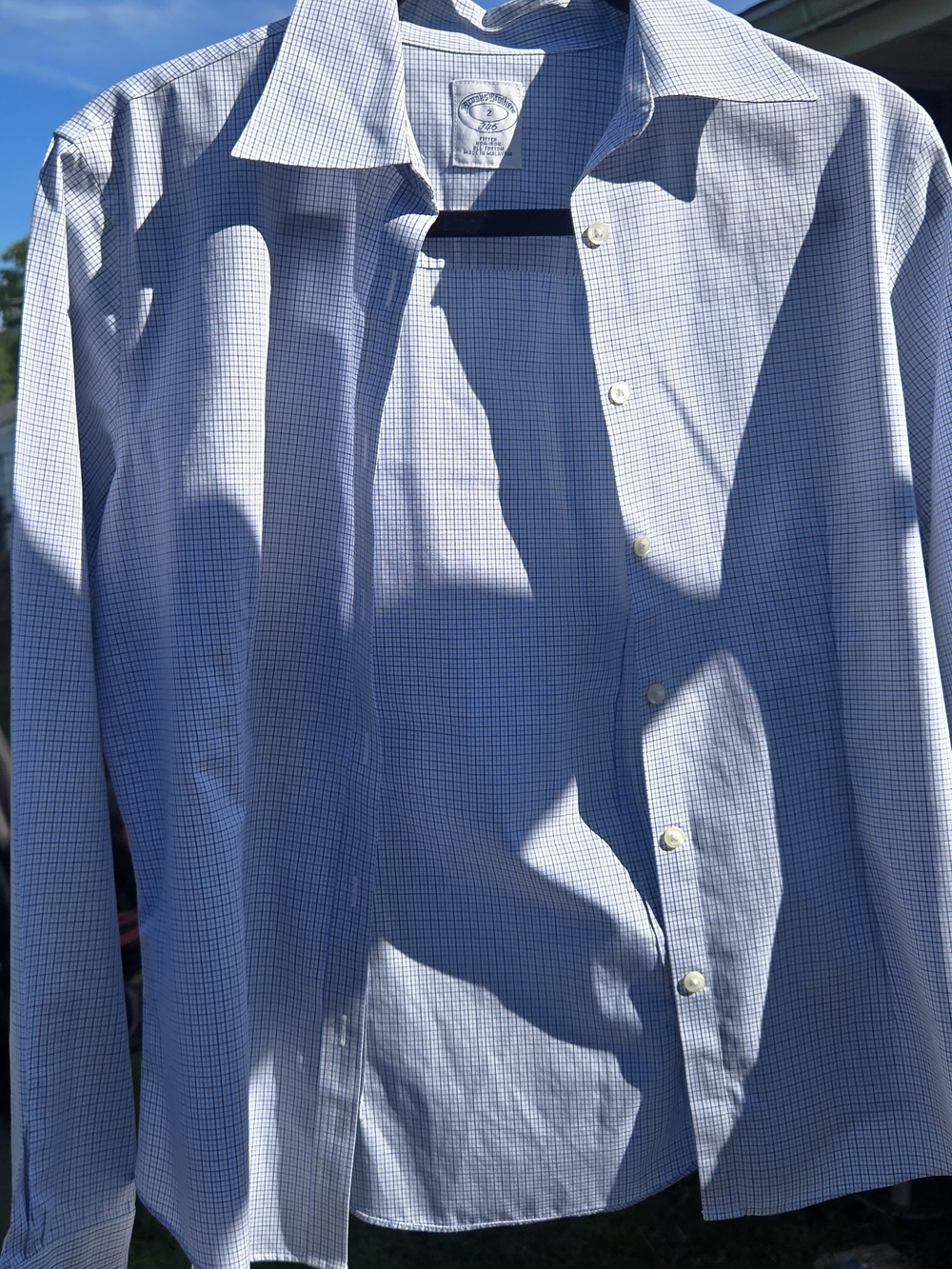 Brooks Brothers 346 Non-Iron Fitted Blue Check 100% Cotton Button Down Shirt